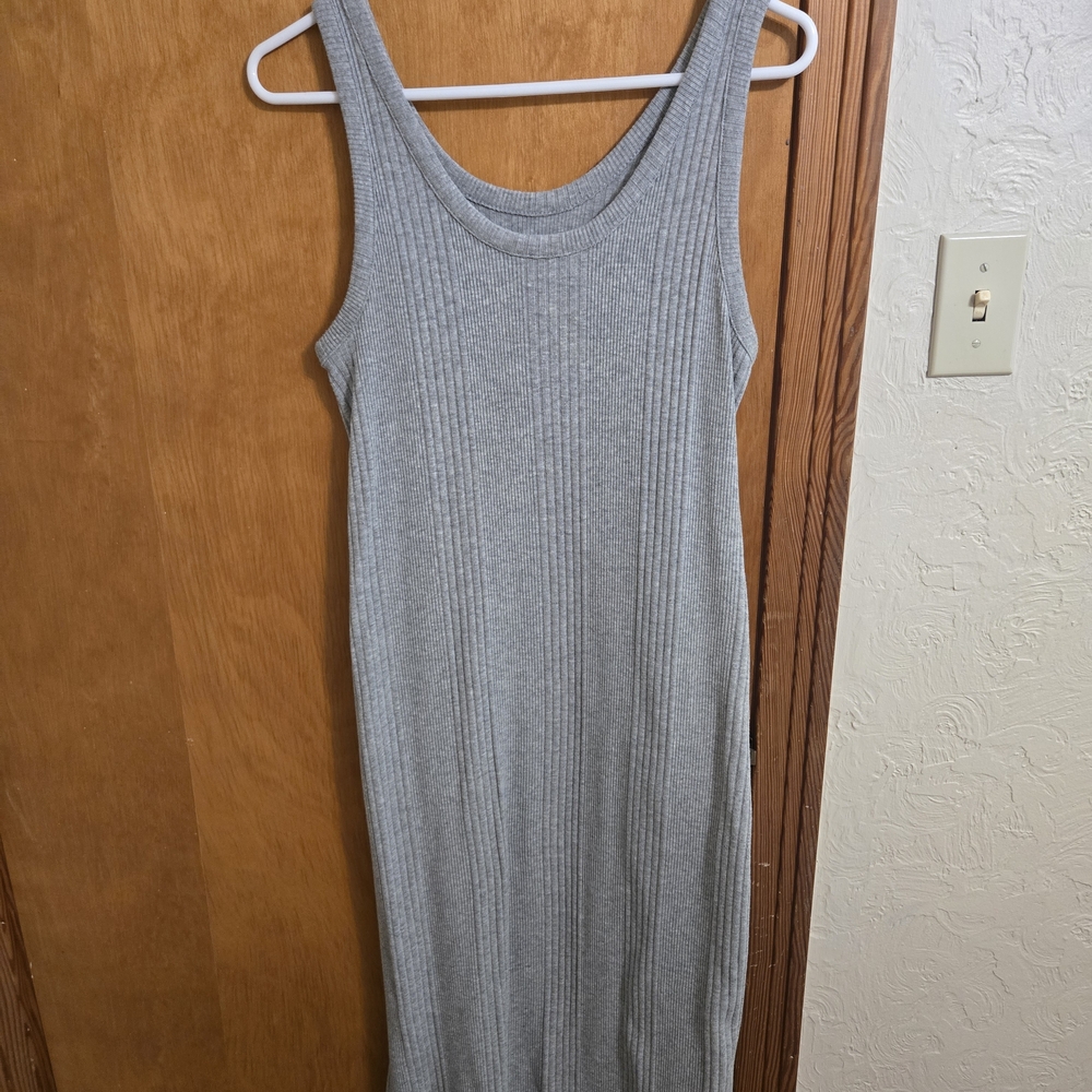 a new day Light Gray Ribbed Midi Dress